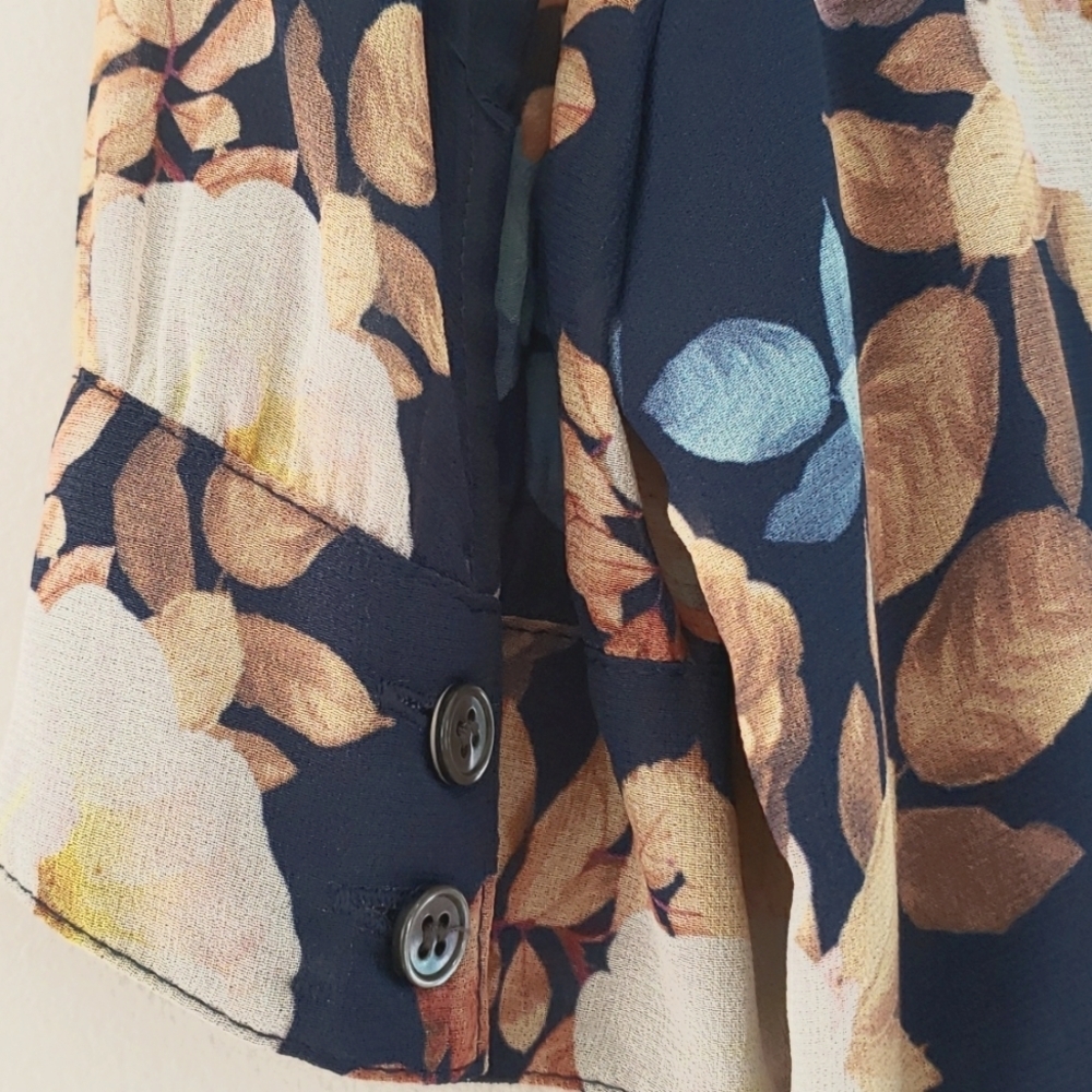 J.CREW Antique Floral Silk Shift Dress Womens Size 00 Navy Blue Short Sleeves - Picture 8 of 15